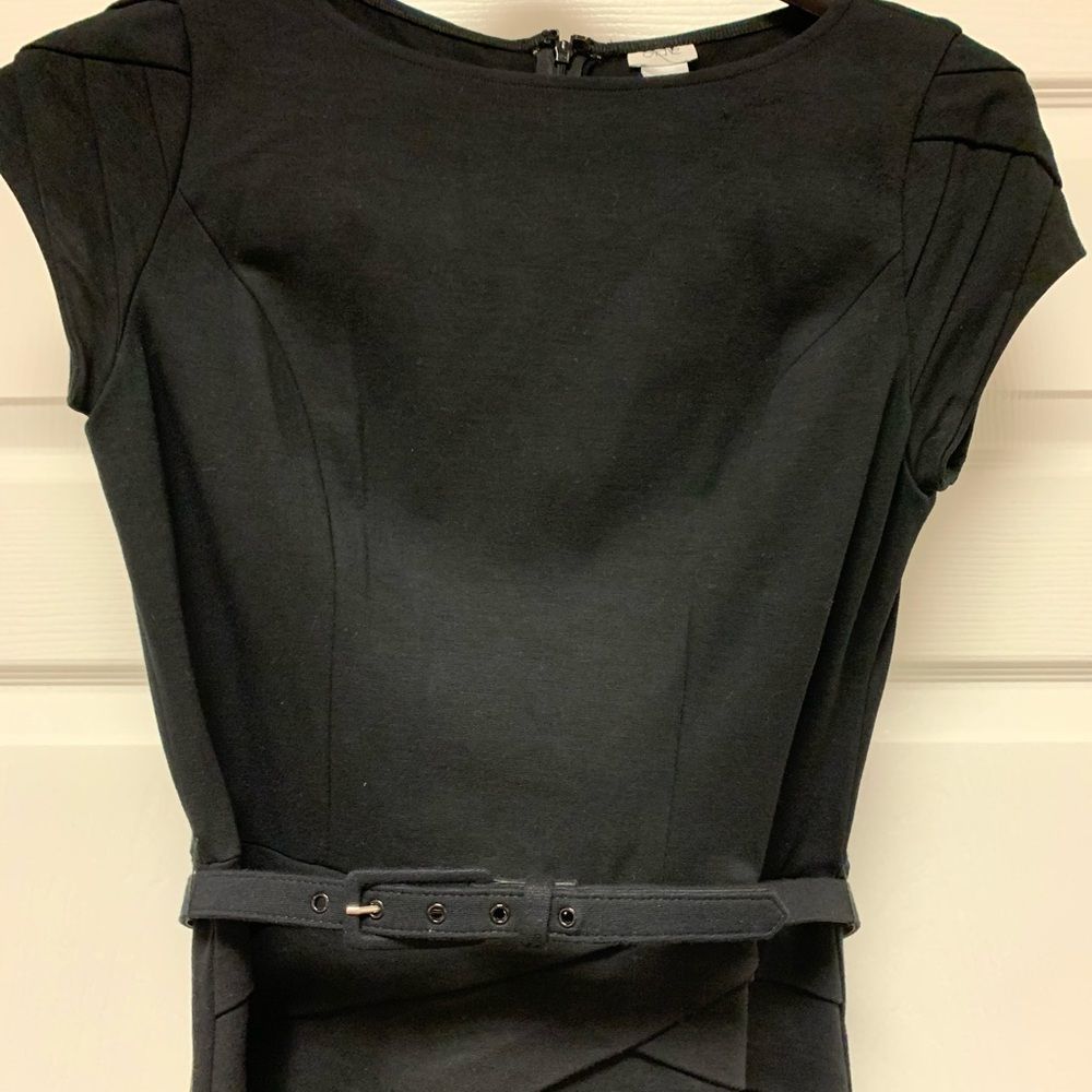 Cache Black Cap Sleeve Midi Dress